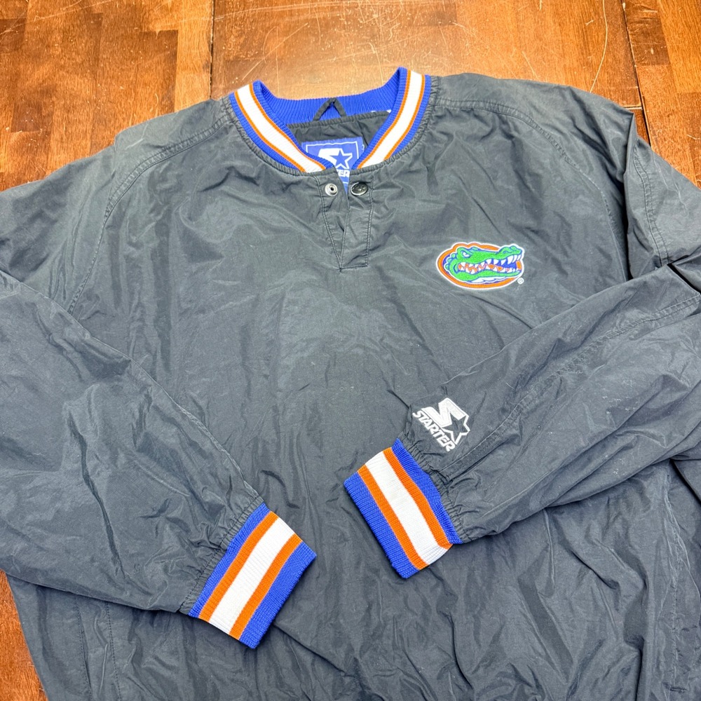 VTG‎ Starter Florida Gators Windbreaker Mens XL Black Pullover NCAA Jacket